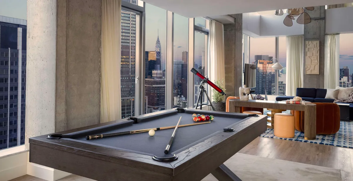 The pool table above the skyline